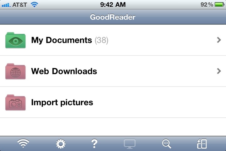 GoodReader Front Page